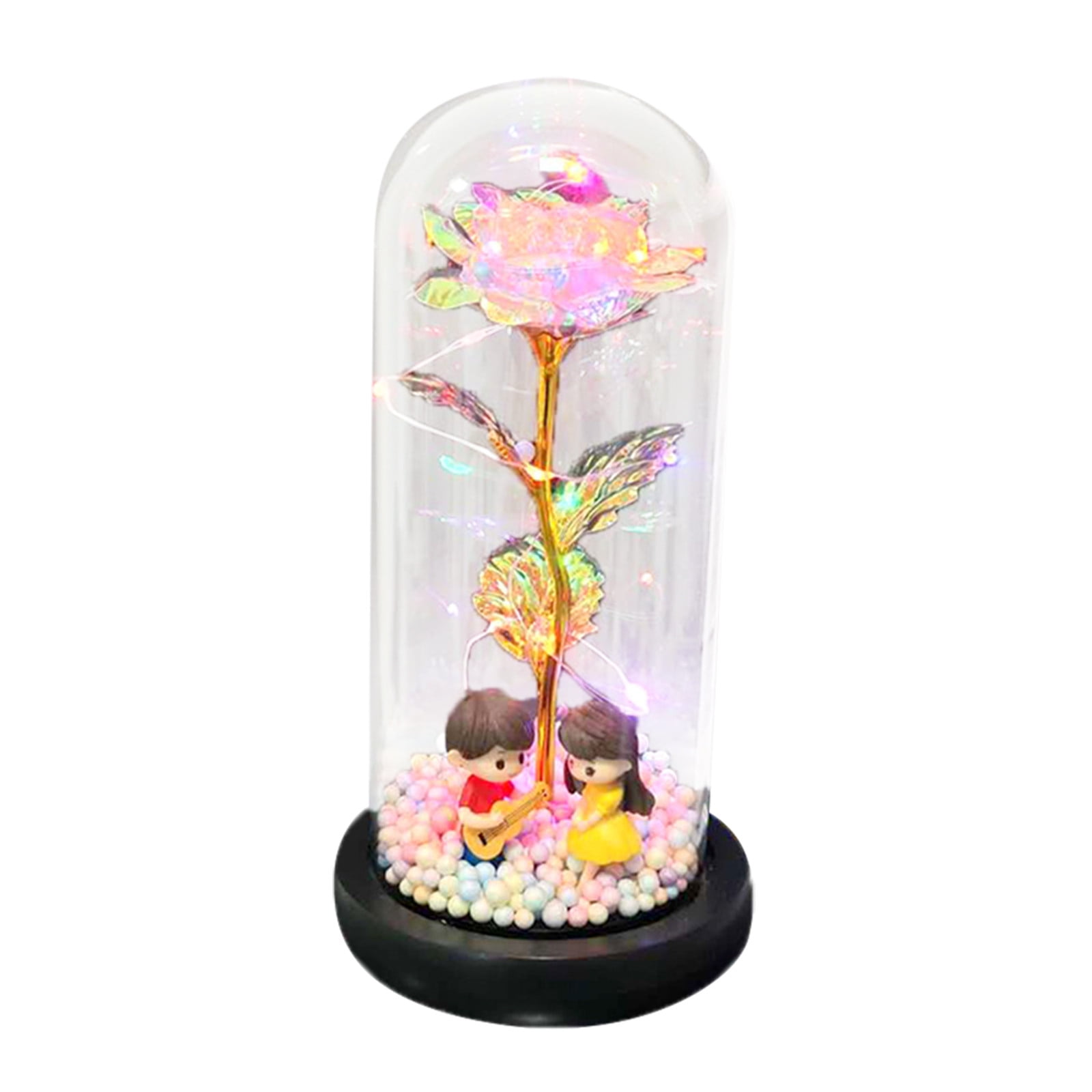 1PC Valentine's Day LED GlowInTheDark Glass Cover Rose Is A Unique