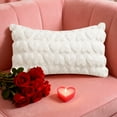 thumbnail image 1 of 1PC Valentine's Day Love Decorative Lumbar Pillow Covers, 12x20 Inch, White Soft Plush Faux Fur Farmhouse Throw Cushion Cases for Spring Home Decorations (White), 1 of 7