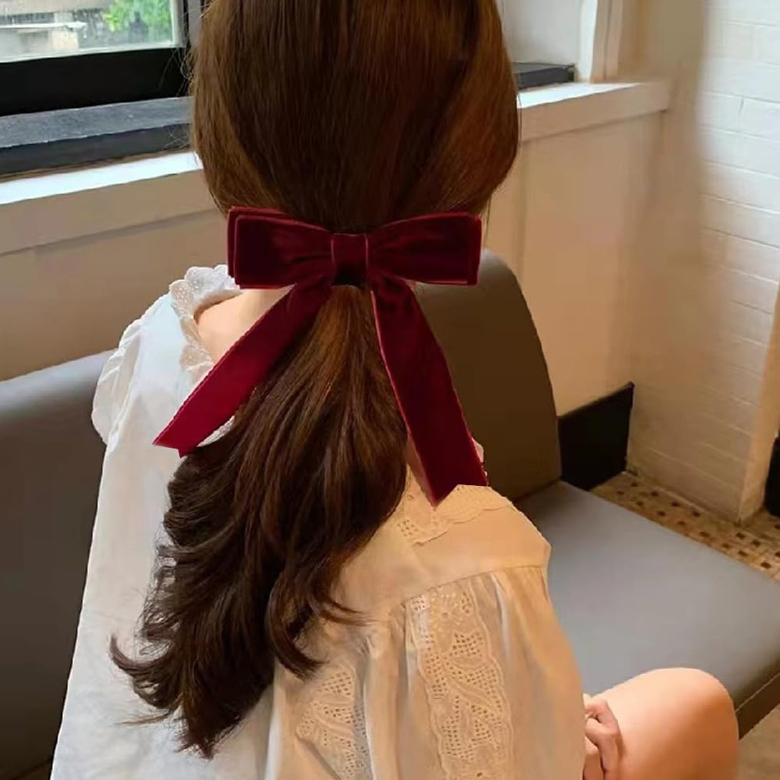1PC Velvet Hair Bows Hair Clip Hair Styling Doll Head for Teens Hair