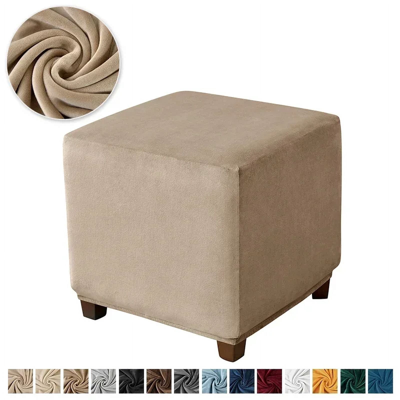1PC Velvet Ottoman Cover Stretch Square Footstool Covers All-inclusive ...