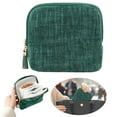 thumbnail image 1 of 1PC Velvet Travel Jewelry Organizer Bag with Zippered Pockets,Portable Storage Case for Rings Earrings,Compact Jewelry Roll for Women,Travel Pouch,Jewelry Organizer for Travel,Dark green, 1 of 10