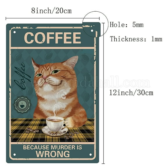 1PC Vintage Funny Cat Metal Tin Sign Poster Because Murder is Wrong Wall Decor Art Paintings