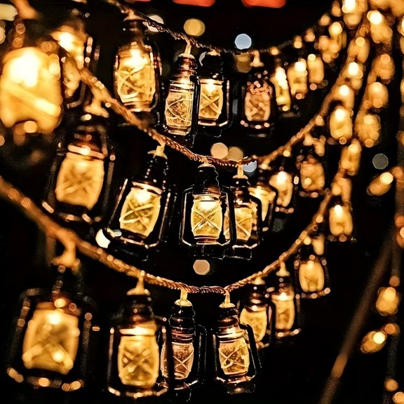 1PC Vintage LED Lantern String Lights - Kerosene Bottle Design, Perfect for Summer Camping, Ramadan, Christmas, Home Decor