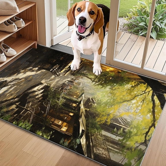 1PC Vintage Street Entrance Door Mat Front Door Mat Welcome Mat Outdoor Indoor Entrance Door Mat Bedside Rug Bathroom Mat Small Floor Mat Suitable for Spring Summer Autumn and Winter Seasons