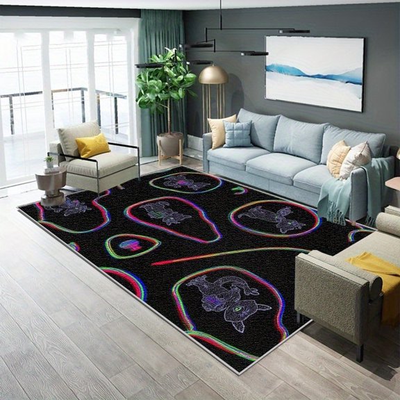1PC Neon Style Area Rug Partial Carpet, Lightweight Washable Easy-to-Tidy Carpet Mat Festival Gift, Suitable for Living Room, Bedroom, Dining Room, Office, Balcony, Room Accessones