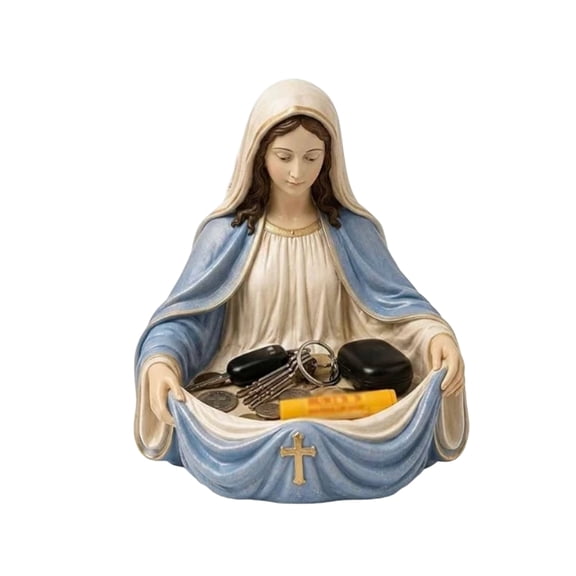 1PC Virgin Mary Catch-All Bowl, Our Lady Grace Decorative Trinket Dish, Resin Religious Storage Organizer for Home Altar Prayer Room Decor