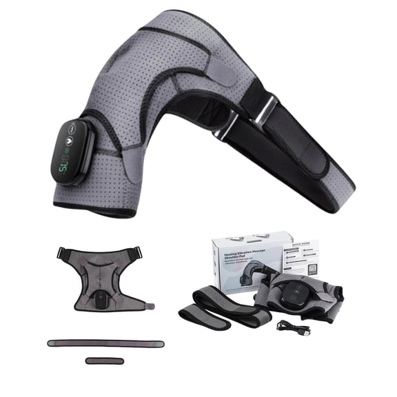 1PC Vital Triple Method Shoulder Massager, Neck and Shoulder Massager with Adjustable Shoulder Straps, 3 Levels Vibration & 3 Levels Heating 5000mAh