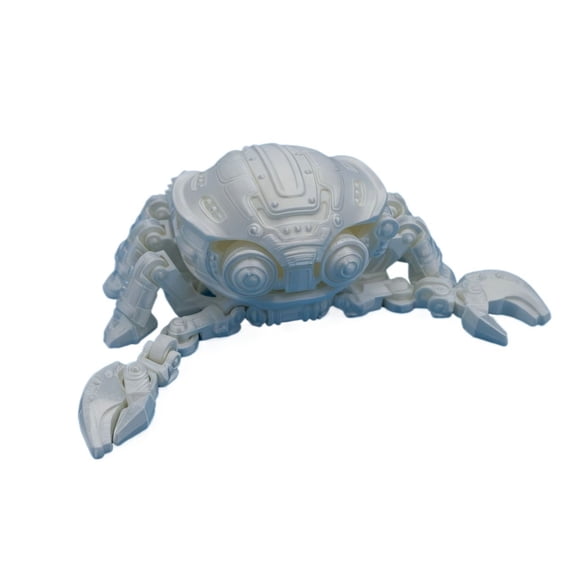 1PC WHITE 12.5CM 3D printed cybernetic crab, lifelike with movable joints