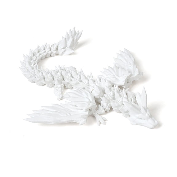 1PC  WHITE 14cm 3D Printed Dragon Figurine, Flying Crystal Dragon, Dragon Egg Gift, Chinese Dragon Figure