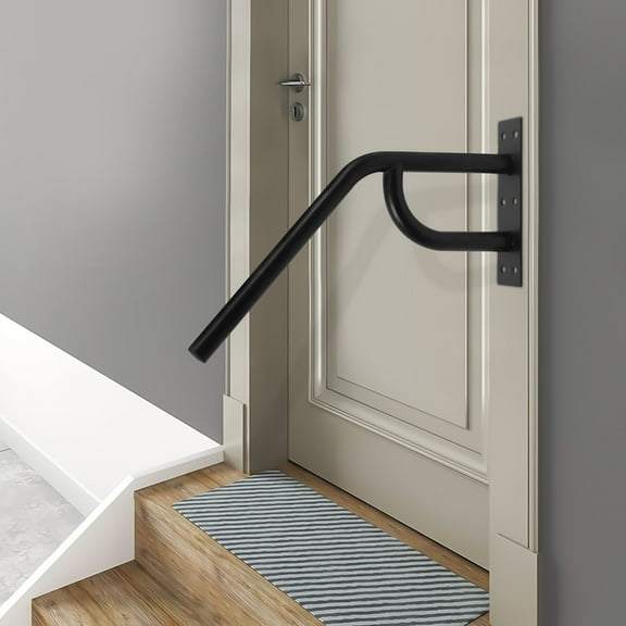 1PC Wall Mount handrail for Outdoor Steps, Garage Railing with Black Surface, Detachable and Suitable for Garden, Yard, Garage and Porch(23" Length, 1.4"Pipe)