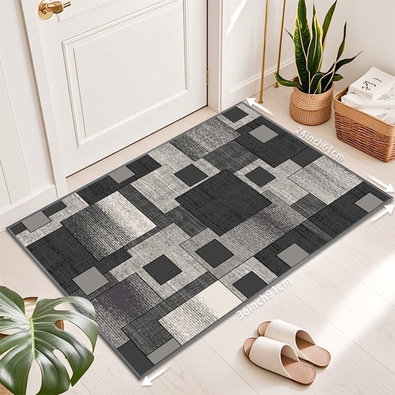 1PC Washable Geometric Rug – Ultra-Soft Non-Slip Entryway Mat Thin & Durable Floor Decor for Kitchen, Bathroom, Bedroom – Modern Mother’s Day Gift