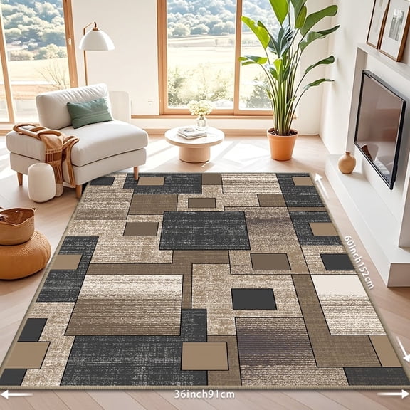 1PC Washable Geometric Rug – Ultra-Soft Non-Slip Entryway Mat Thin & Durable Floor Decor for Kitchen, Bathroom, Bedroom – Modern Mother’s Day Gift