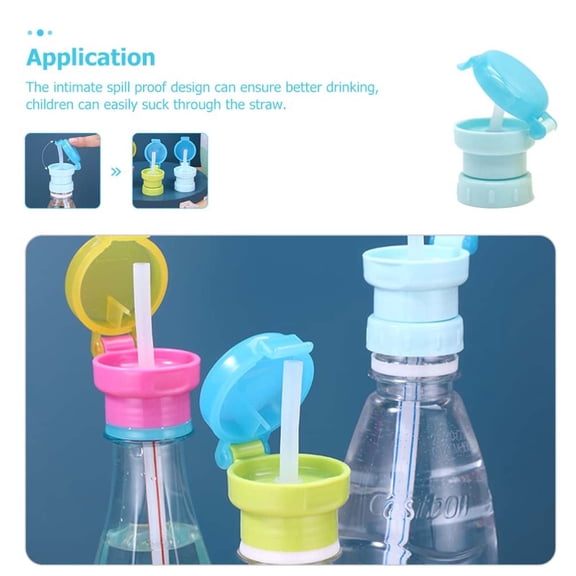 1PC Water Bottle Straw Caps, Cute Spill Proof Water Bottle Straw Caps Replacement, Portable Juice Water Bottle Cap with Straw for Boys Girls, Easy to Use Bottle-Feeding