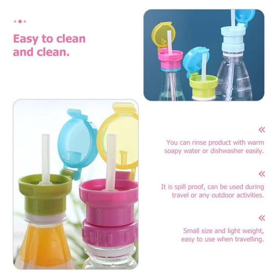 1PC Water Bottle Straw Caps, Cute Spill Proof Water Bottle Straw Caps Replacement, Portable Juice Water Bottle Cap with Straw for Boys Girls, Easy to Use Bottle-Feeding