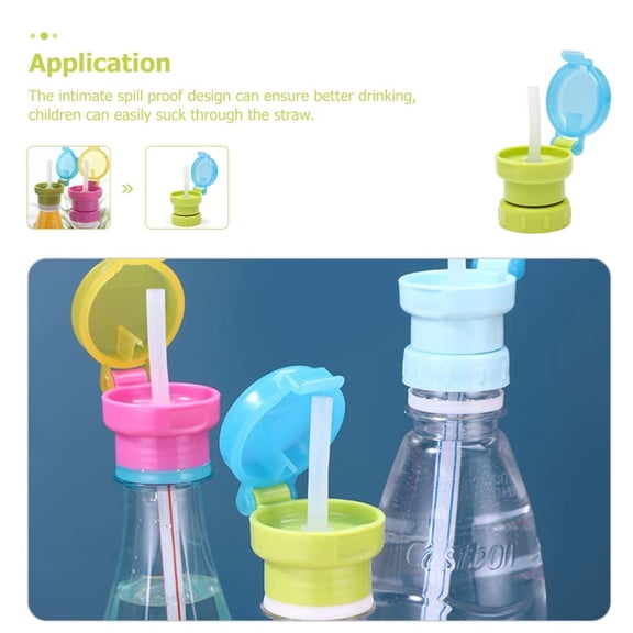 1PC Water Bottle Straw Caps, Cute Spill Proof Water Bottle Straw Caps Replacement, Portable Juice Water Bottle Cap with Straw for Boys Girls, Easy to Use Bottle-Feeding