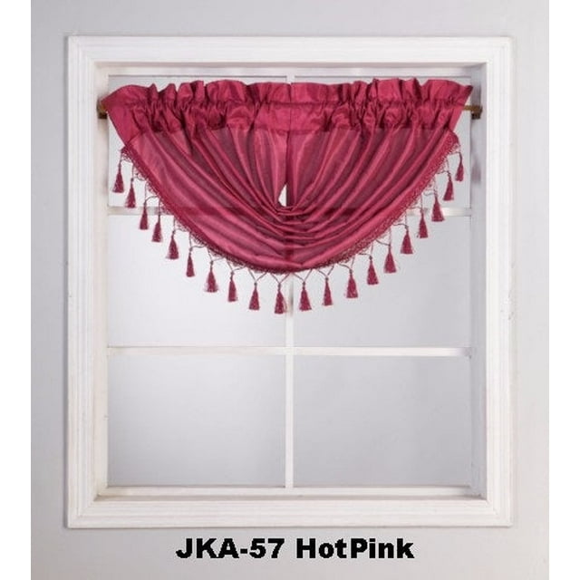 1PC Waterfall Valance for Curtains & Drapes Rod Pocket Beaded Curtain Valence - HOT PINK