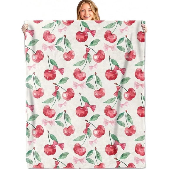 1PC White Daisy Pattern Throw Thin Blanket Gifts For Couch Bed Car Home Camping For Lovely Flowers Fruit Lovers All Season Use