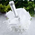 thumbnail image 1 of 1PC White Wedding Bouquet Bridesmaid Bouquet with Blue Silk ,Pearl and Crystal Wedding Bouquet for Bridal Party, Anniversary & Ceremony Decor,White, 1 of 4