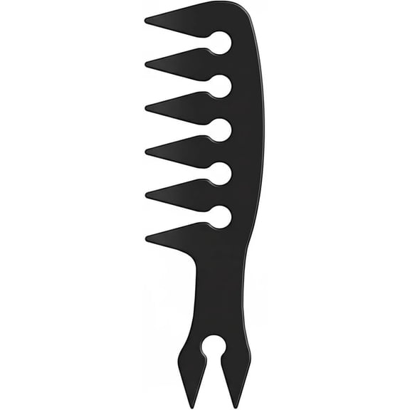 1PC Wide Tooth Texture Comb - Plastic Hair Styling Comb for Men Women - Salon Barber Use - Smooth Round Teeth Design - Anti Tangle Hair Tool Black