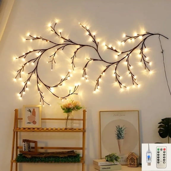 1PC Willow Vine Branch Lights, 72/96/144 LED USB Powered Bendable String Lights with 8 Lighting Modes, Decor for Bedroom Wedding Holiday