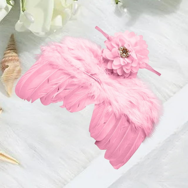 1PC Wings+1PC Headwear Pink Polyester Baby Angel Baby's Wing Photo