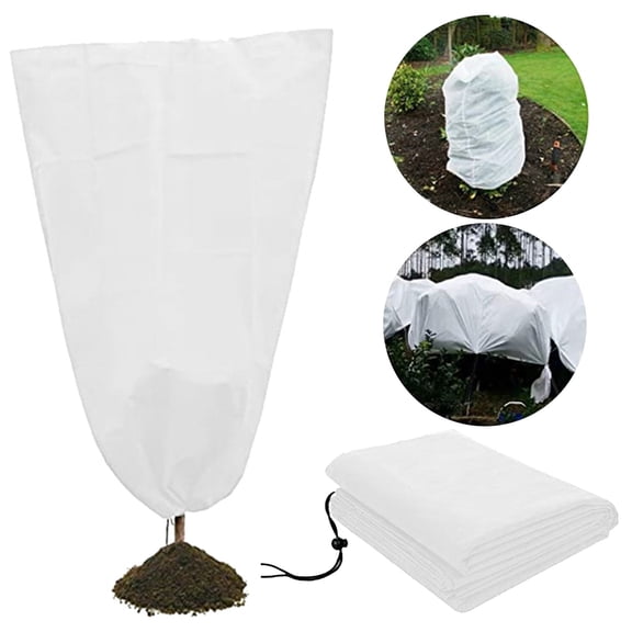 1PC Winter Cover with Drawstring - 47.24x70.87 Inch White Freeze Protection Cover Bag, Waterproof Shelter for Outdoor Garden Plants, Shrubs & Saplings