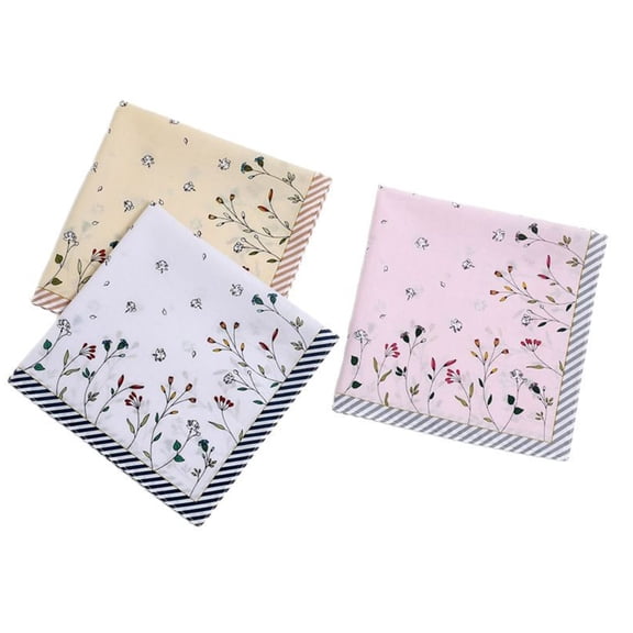 1PC Women Florals Handkerchiefs Pocket Hankies Cotton Reusable Bandana Wedding Party for Girl