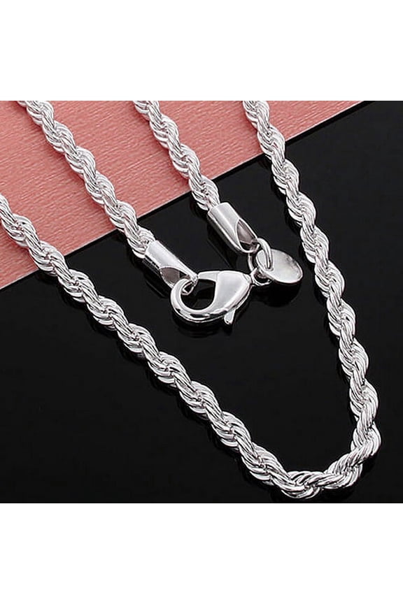 1PC Women's Men's 925 Silver Twist Chain Necklace Charm Fashion Jewelry-18''