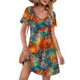 thumbnail image 1 of 1PC Women's Summer Dress with Pockets - V-Neck Loose Fit Casual Straight Dress with Ruffled Short Sleeves, 1 of 10