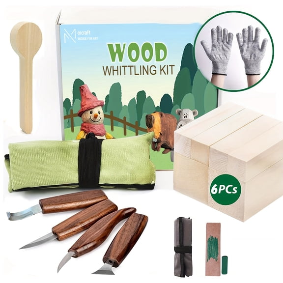 1PC Wood Carving Tools Knife Kit, Detail Whittling Sloyd Spoon Geometric Knives, Basswood Blocks, Pumpkin Carving Tool for Beginners, Ideal Halloween Gift