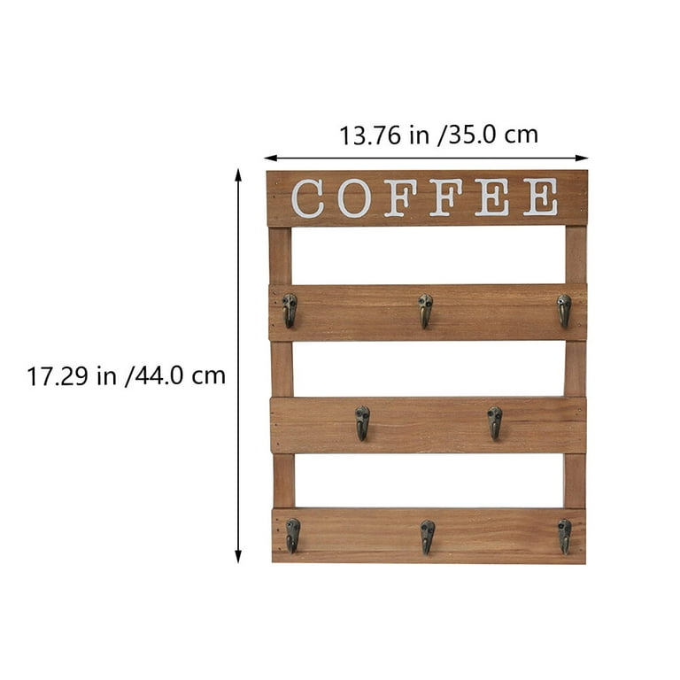 1PC Wooden Hook Mug Storage Rack Coffee Cup Wall Hanging Rack Draining Mug Rack
