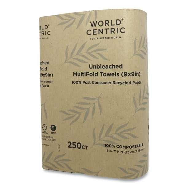 100 Percent PCW Recycled Paper Towels, 1-Ply, 9 x 9, Natural, 250/Pack, 16 Packs/Carton 100 Percent PCW Recycled Paper Towels, 1-Ply, 9 x 9, Natural, 250/Pack, 16 Packs/Carton