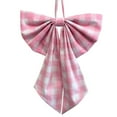 thumbnail image 1 of 1PC Wreath Bow Front Door Hanger Large Plaid Check Bow Christmas Wreath Accessories Xmas Thanksgiving Fall Party Yard Doorway Indoor Outdoor Wall Decoration, 1 of 7