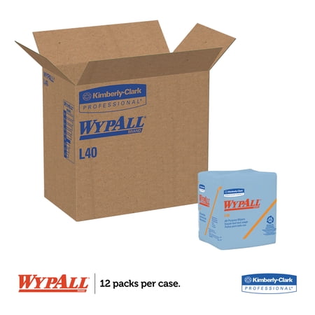 1PC WypAll L40 Wiper, 1/4 Fold, Blue, 12.5 x 12, 56/Box, 12 Boxes/Carton
