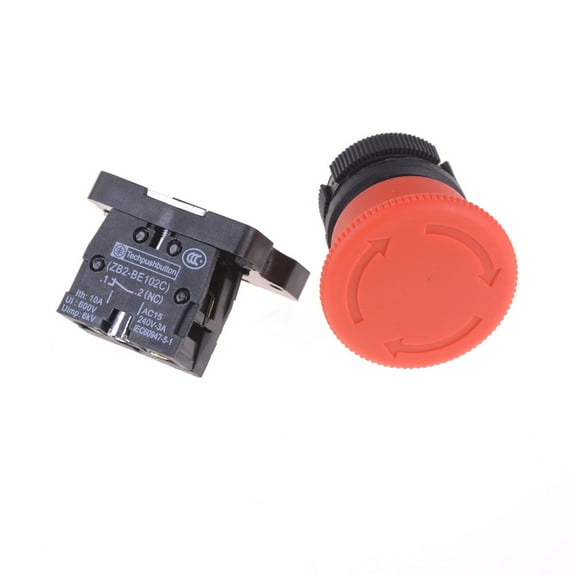 1PC XB2-ES542 22mm NC Red Sign Mushroom Emergency Stop Push Button Switch H WL
