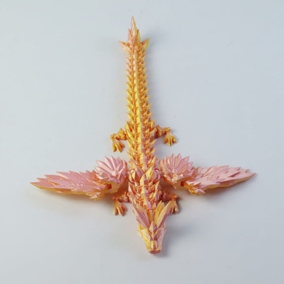 1PC YELLOW 30CM 3D printed dragon figurine, 3D printed crystal dragon gemstone dragon