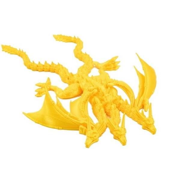 1PC Yellow 24CM Three-headed King Ghidorah 3D printed standable jointed model with flexible wings