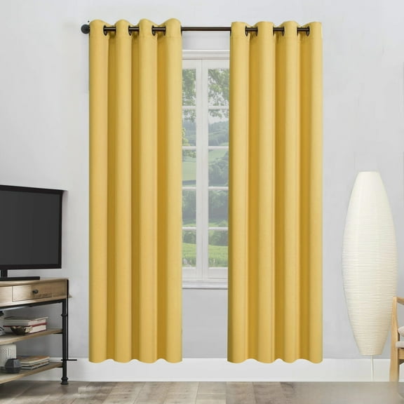 1PC Yellow Blackout Curtains With Black TPU Interlining Thin and Light Drapery Panel for Bedroom Meetingroom Share Room Office