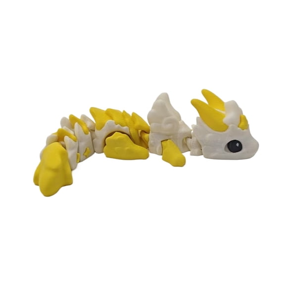 1PC Yellow White 16CM 3D Printed Star Dragon Treasure Figurines, Cute Dragon Figurines With Movable Joints And Deformable Small Gifts