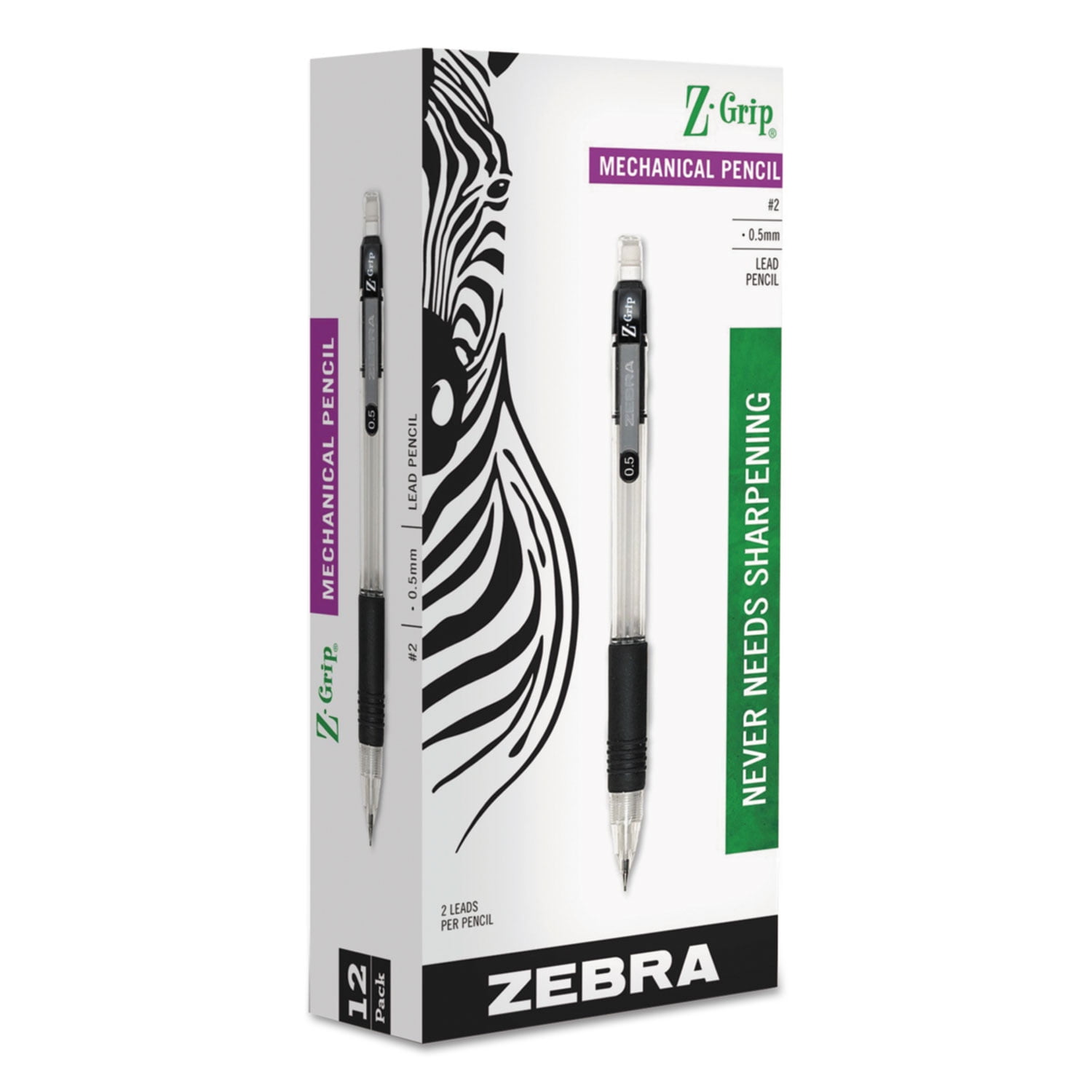 Z-Grip Mechanical Pencil, 0.7 mm, HB (#2), Black Lead, Clear/Black Barrel, Dozen Z-Grip Mechanical Pencil, 0.7 mm, HB (#2), Black Lead, Clear/Black Barrel, Dozen