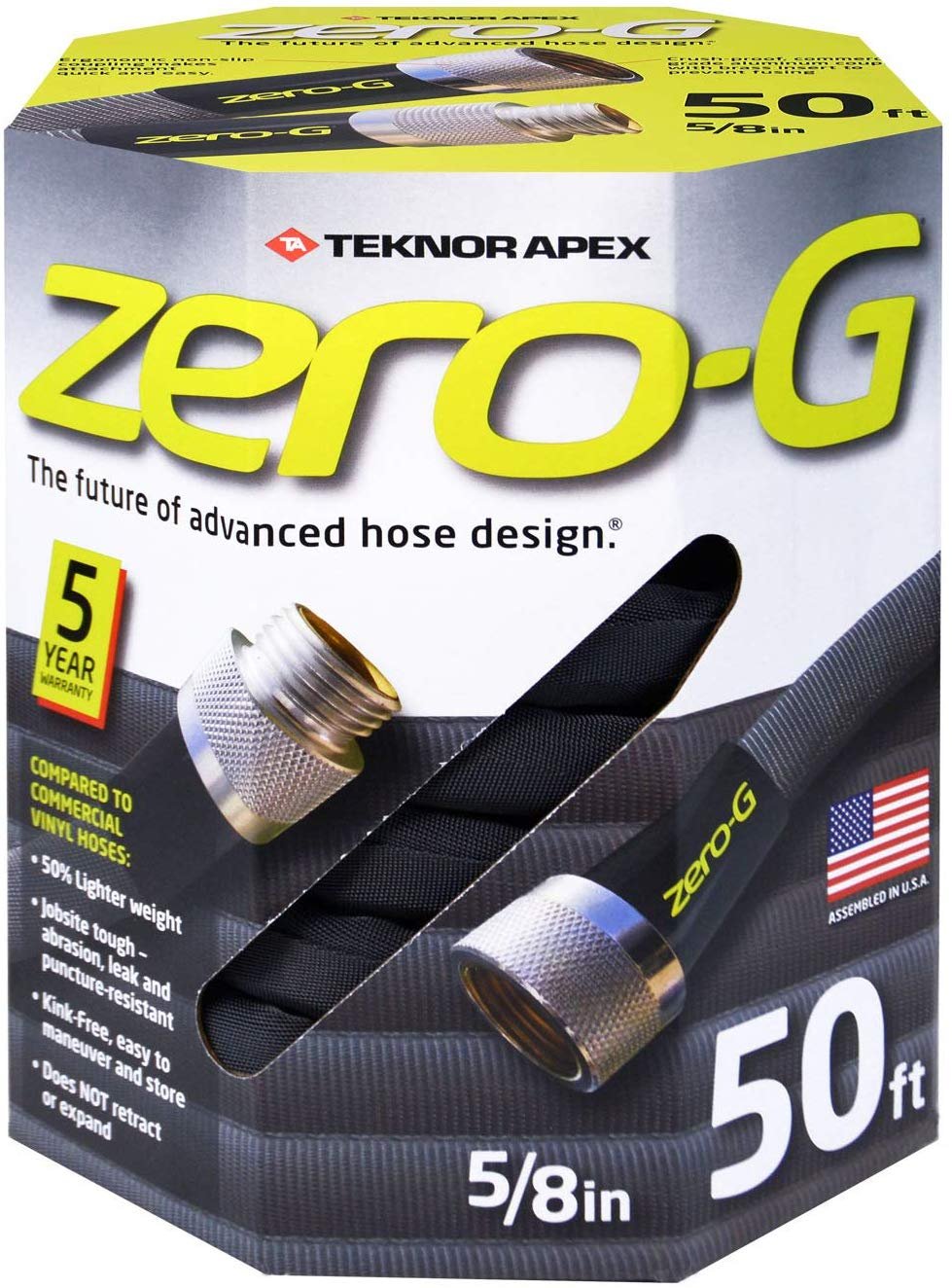 Zero-G 5/8" x 50' Kink-Resistant Garden Hose, Black photo 1