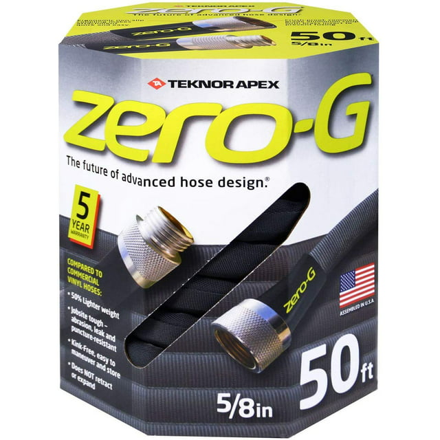 1PC Zero-G Zero-G 4001-50 Kink Resistant Garden Hose, 5/8" x 50', Black