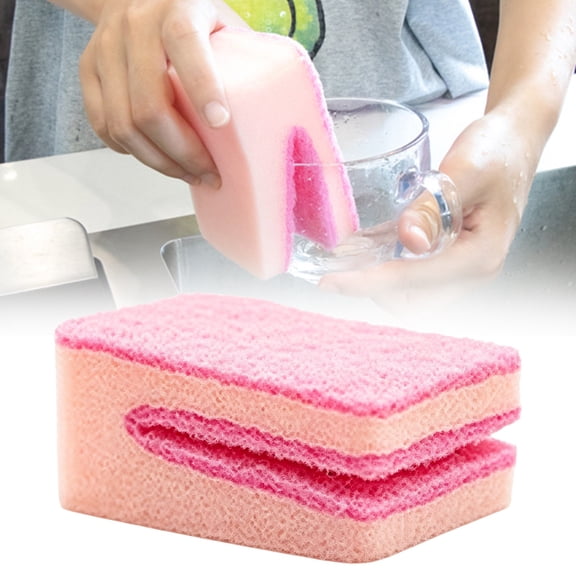 1PC Zero Scratch Scrub Sponge, Double Sided Scouring Scrub Pad, Kitchen Pot Pan Cleaning Sponge, Dish Sponge, Multi Purpose Dish Scrubber, Household Tableware Washing Sponge,3.74 in,Pink