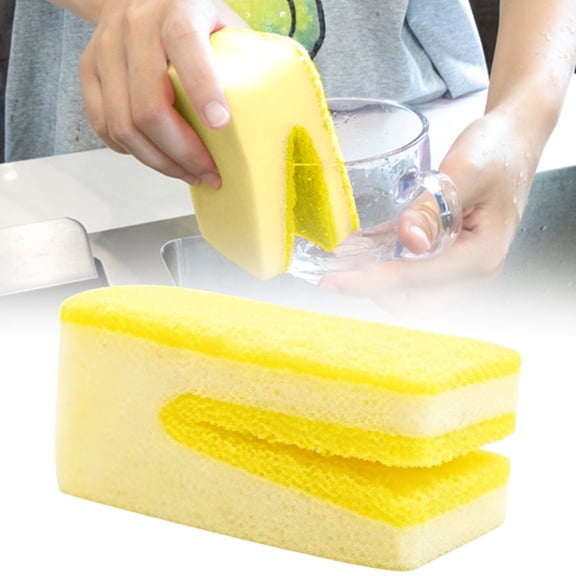 1PC Zero Scratch Scrub Sponge, Double Sided Scouring Scrub Pad, Kitchen Pot Pan Cleaning Sponge, Dish Sponge, Multi Purpose Dish Scrubber, Household Tableware Washing Sponge,3.74 in,Yellow
