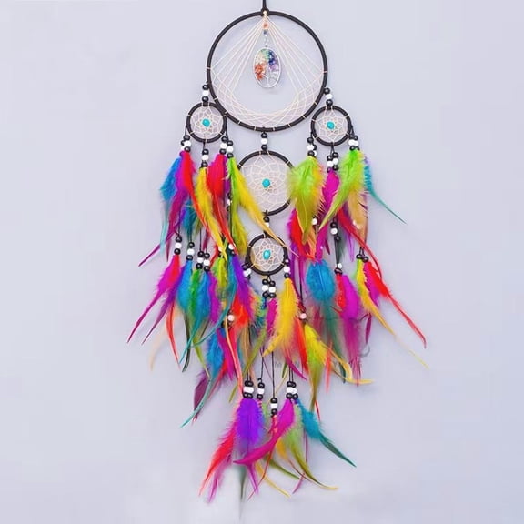 1PC colored Feather Dream Catcher Wind Chime - Natural Stone Decor, Home Wall Hanging Ornament, Perfect for Room, Party, Wedding, Valentine's Day & Birthday Gifts