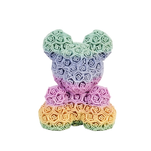 1PC colors 10CM 3D printed rose bear figurine Valentine's Day gift, beautiful decorative model, plastic handicraft