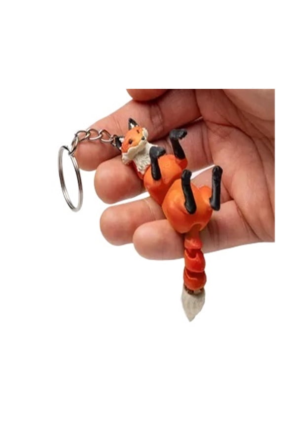 1PC cute movable fox 3D printed keychain with movable joints