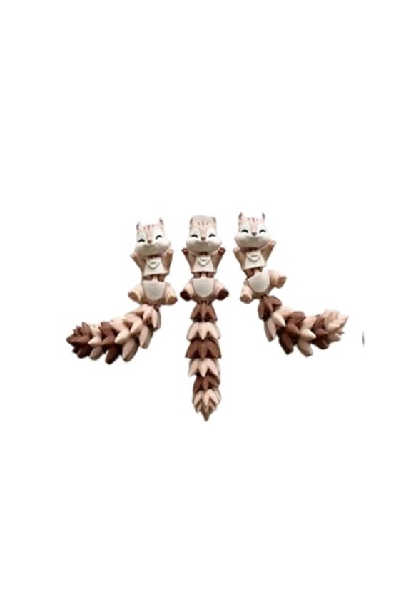 1PC cute movable squirrel with fluffy tail-keychain 3D printing