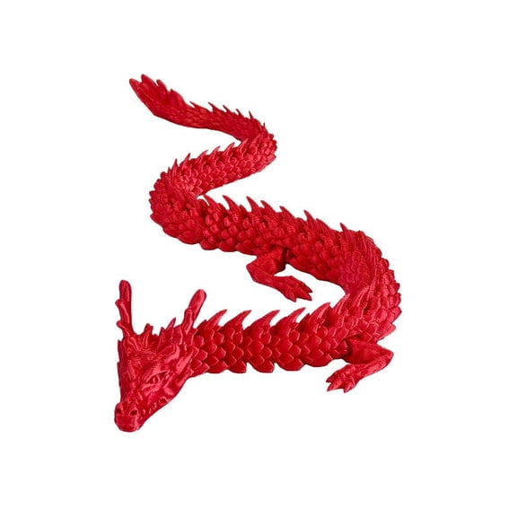 1PC deep red 60cm 3D Printed Dragon Figurines, Crafts, Creative Handmade Figurines, Gifts, Multi-purpose Chinese Dragon