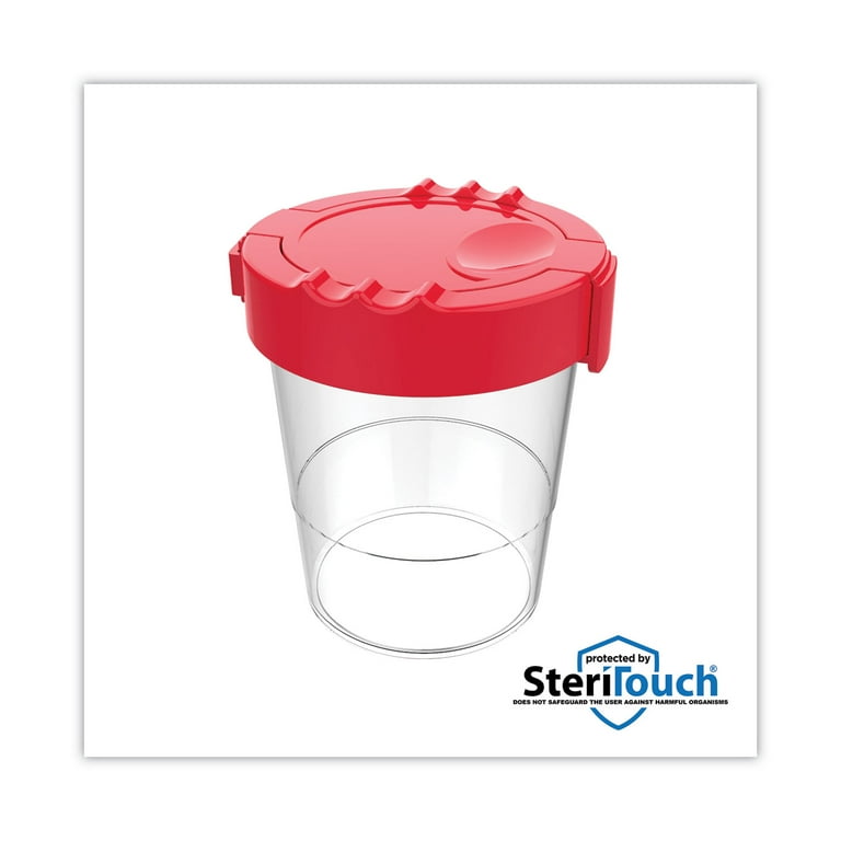 Antimicrobial No Spill Paint Cup, 3.46 w x 3.93 h, Red Antimicrobial No Spill Paint Cup, 3.46 w x 3.93 h, Red